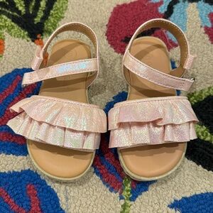 Cat & jack sandals, sparkly coral with Velcro straps